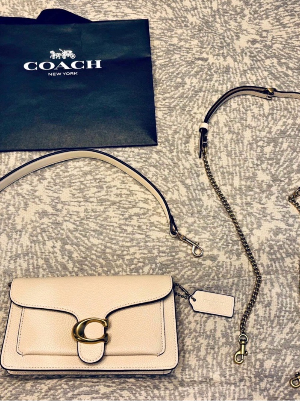 Coach Pebbled Leather Crossbody - Chalk with Gold Hardware